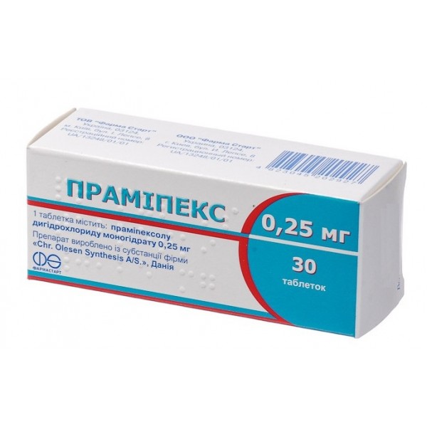 Pramipexole 0.25-1mg 30 tabs